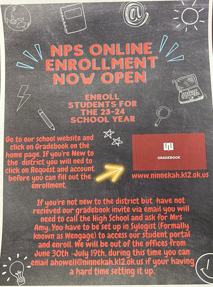 NPS Online Enrollment is now open! Ninnekah Public Schools