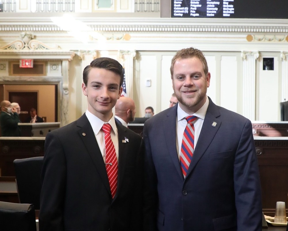 Ninnekah Junior Luke Tate with Oklahoma State Representative Brad Boles