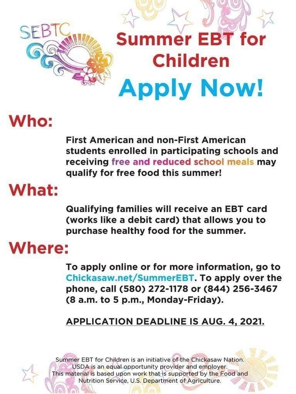 Free Food for Summer EBT Program Ninnekah Public Schools