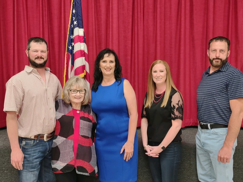 Ninnekah Board Members with New Superintendent Dr. Ashley Davis